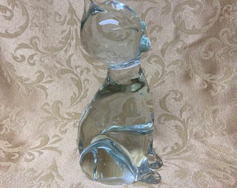 Crystal Sitting Cat Figurine 7 inch
