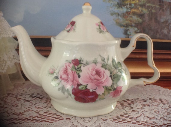 Victorian Rose Teapot Formalities By Baum Bros 6 Cup Teapot Etsy