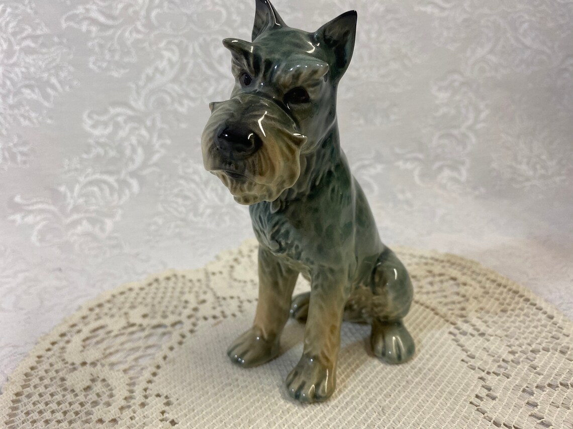 Vintage Goebel Schnauzer Terrier Porcelain Dog Figurine Etsy