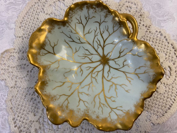 Vintage Leaf Shaped Porcelain Ring Dish, Trinket … - image 5