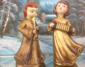 Vintage Christmas Angel Musicians /  Carolers, Paper Mache Figurines, Made in Japan