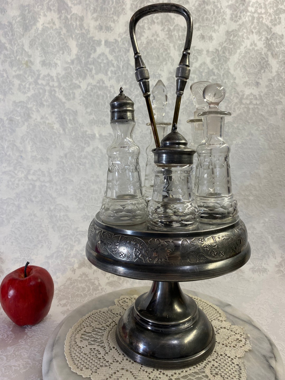 Antique Cruet Set Quadruple Silver Plated by Derby Silver Victorian Era