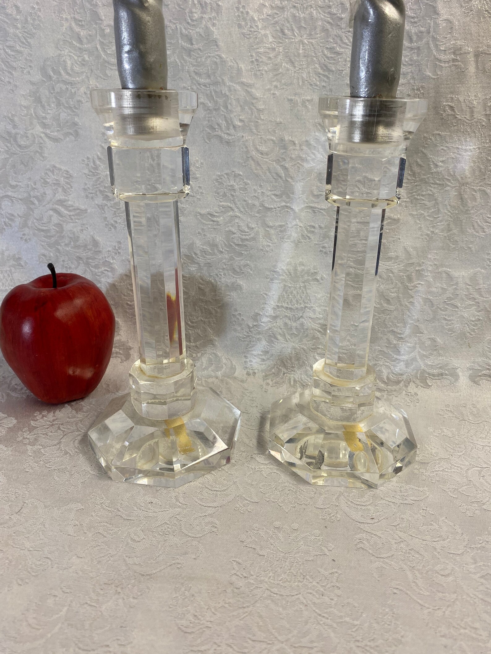 Pair of Lucite Candle Holders 8 Inch Octagonal by Two's Etsy