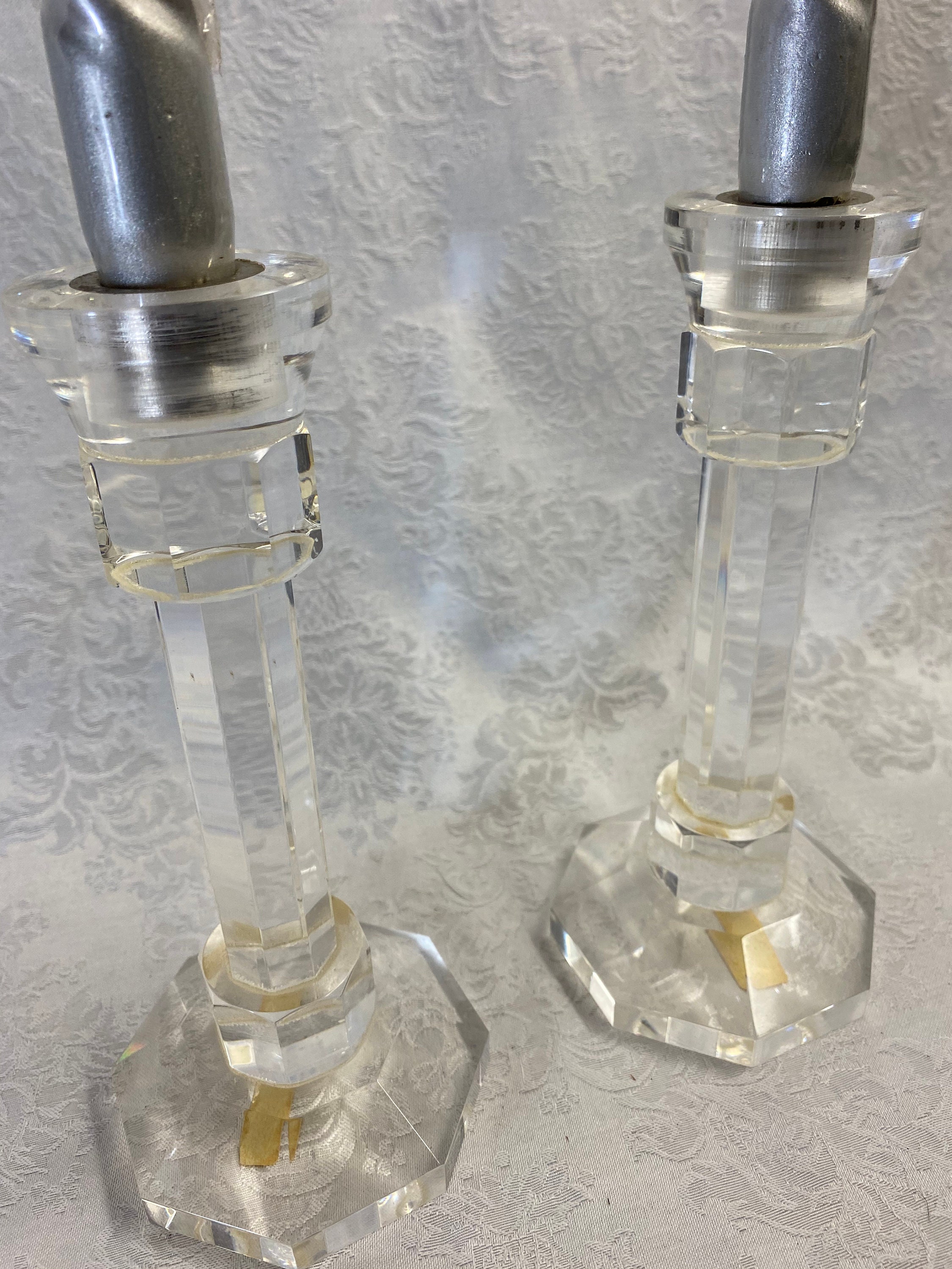 Pair of Lucite Candle Holders 8 Inch Octagonal by Two's Etsy Hong Kong