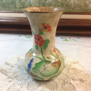 Vase Crown Ducal Ware England audacieux floral années 20