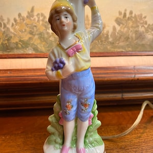 Sitzendorf Porcelain Figural Lamp: German Maiden Boudoir Decor