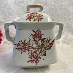 Antique Moss Rose Sugar Bowl Royal Ironstone China Warranted 19th Century