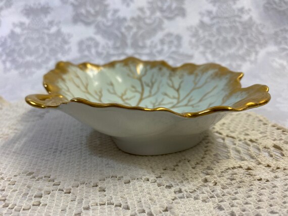 Vintage Leaf Shaped Porcelain Ring Dish, Trinket … - image 7