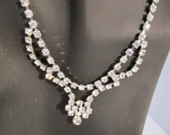 Vintage Rhinestone Necklace Set, Necklace, Bracelet, Earrings