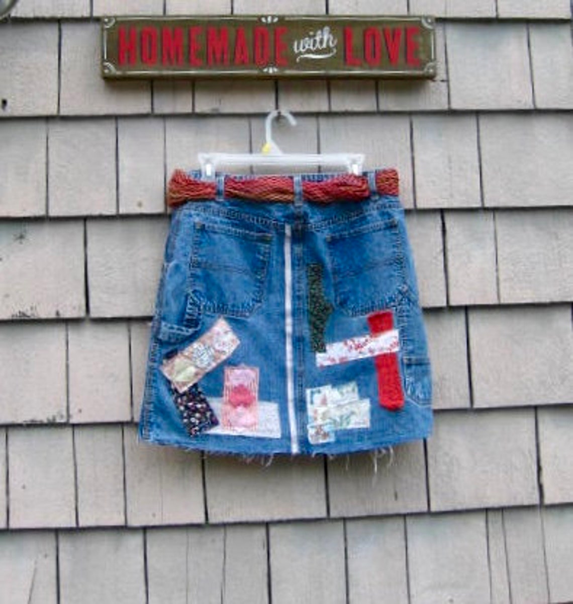 Remake Denim Patchwork Skirt