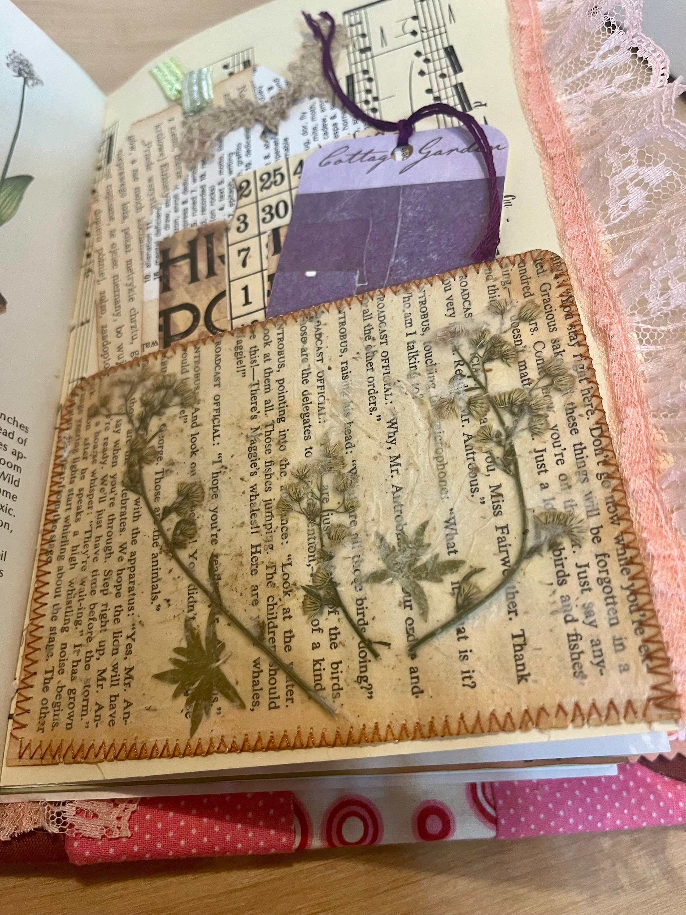 Handmade Junk Journal Quilt Covered Very Lacy Art Journal Writing