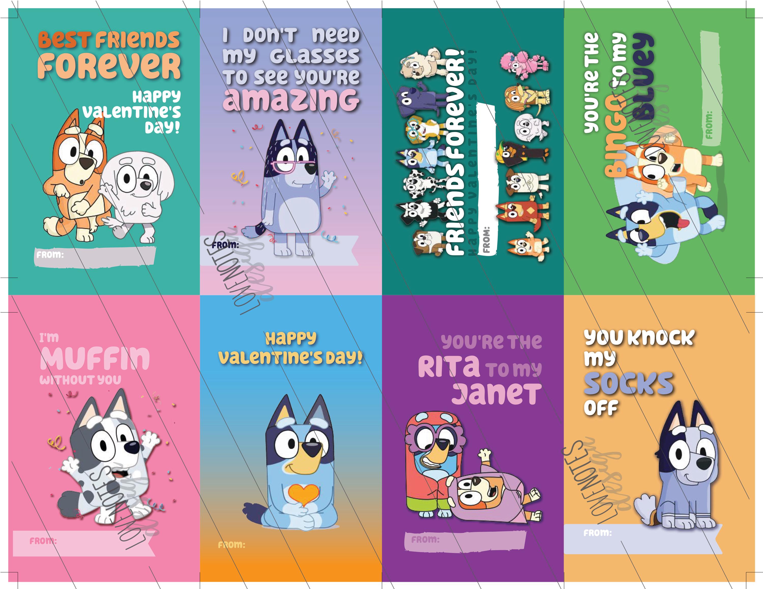 Bluey Valentines Valentine's Day Cards Printable Valentines