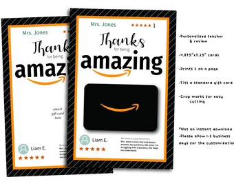 Grazie per essere una persona fantastica - Etichetta porta buono regalo per insegnanti per Amazon - Personalizzata - Con recensione a 5 stelle