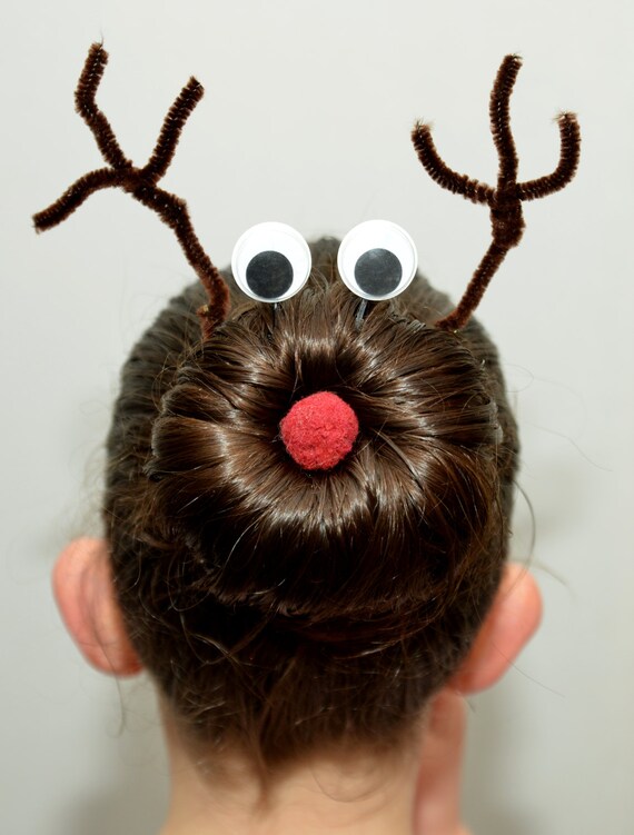 Items Similar To Reindeer Hair Bun Kit Christmas On Etsy