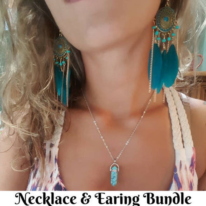 Bundle Turquoise earring and necklace set