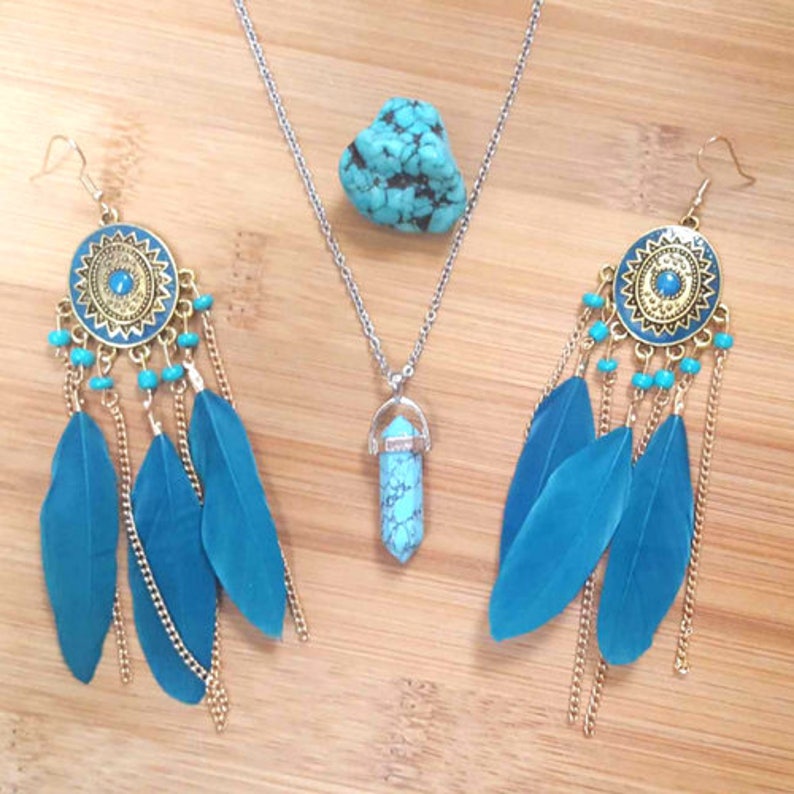 Bundle Turquoise earring and necklace set