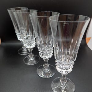 Vintage Champagnerflöten von Cristal D'Arques Durand Tuilleries Villantry, Kristall, hergestellt in Frankreich - Ausgezeichneter Zustand - wählen Sie Option