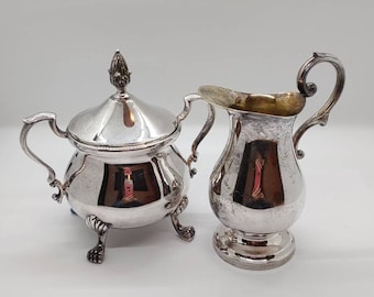 Vintage Silverplated Cream and Sugar - Mismatched Set