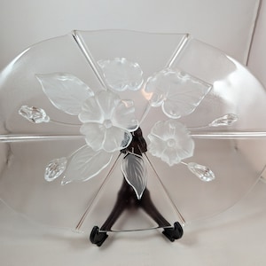 WALTHER GLASS Vintage 70s art glass serving platter / cake tray / Charcuterie platter