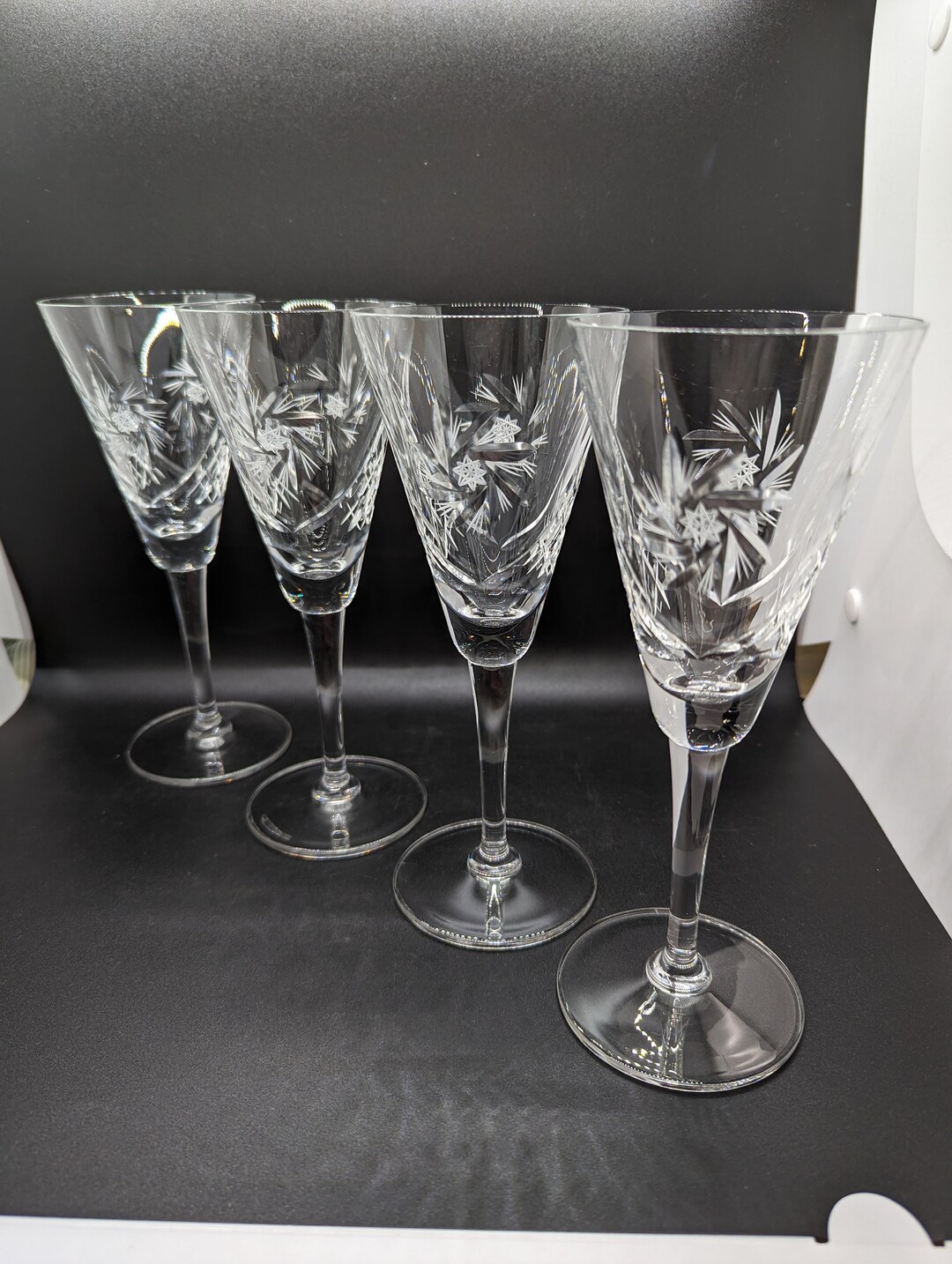 Mid Century Heavy Pinwheel Crystal Champagne Glasses Set of Etsy