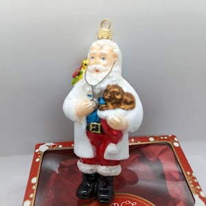Large Hand Painted Santa Glass Christmas Ornament