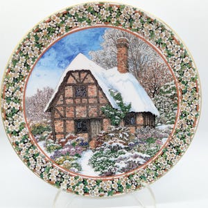 Royal Worcester Limited Edition Collector Plate, Cottage Gardens by Sue Scullard, 1991 - Herefordshire in January