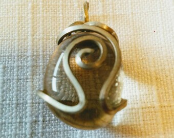 Silver Wrapped Quartz Pendant