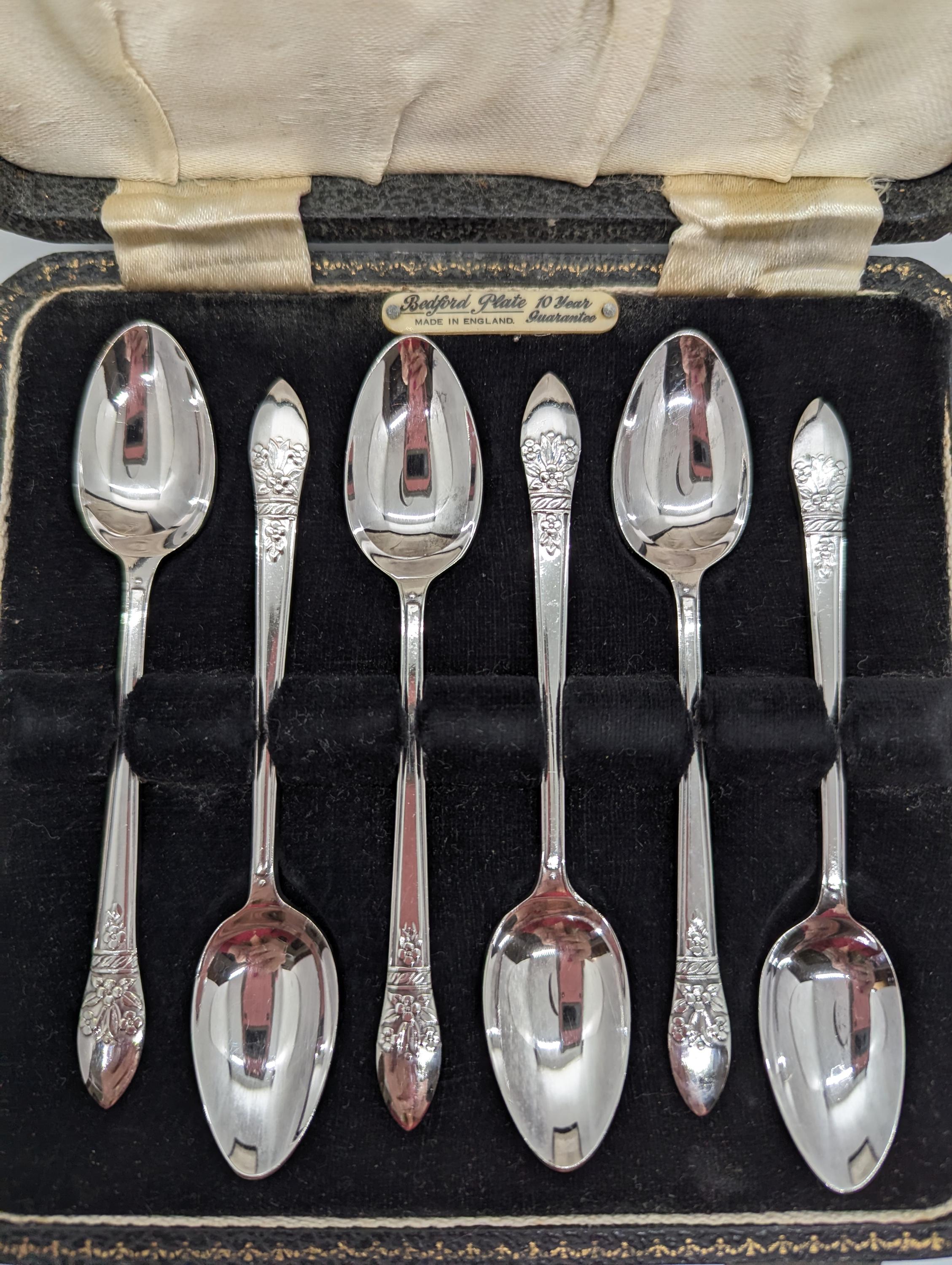 カトラリー(スプーン等) sterling silver coffee spoon Vintage Silverplated Coffee Spoon Set - Bedford Plate EPNS, Made