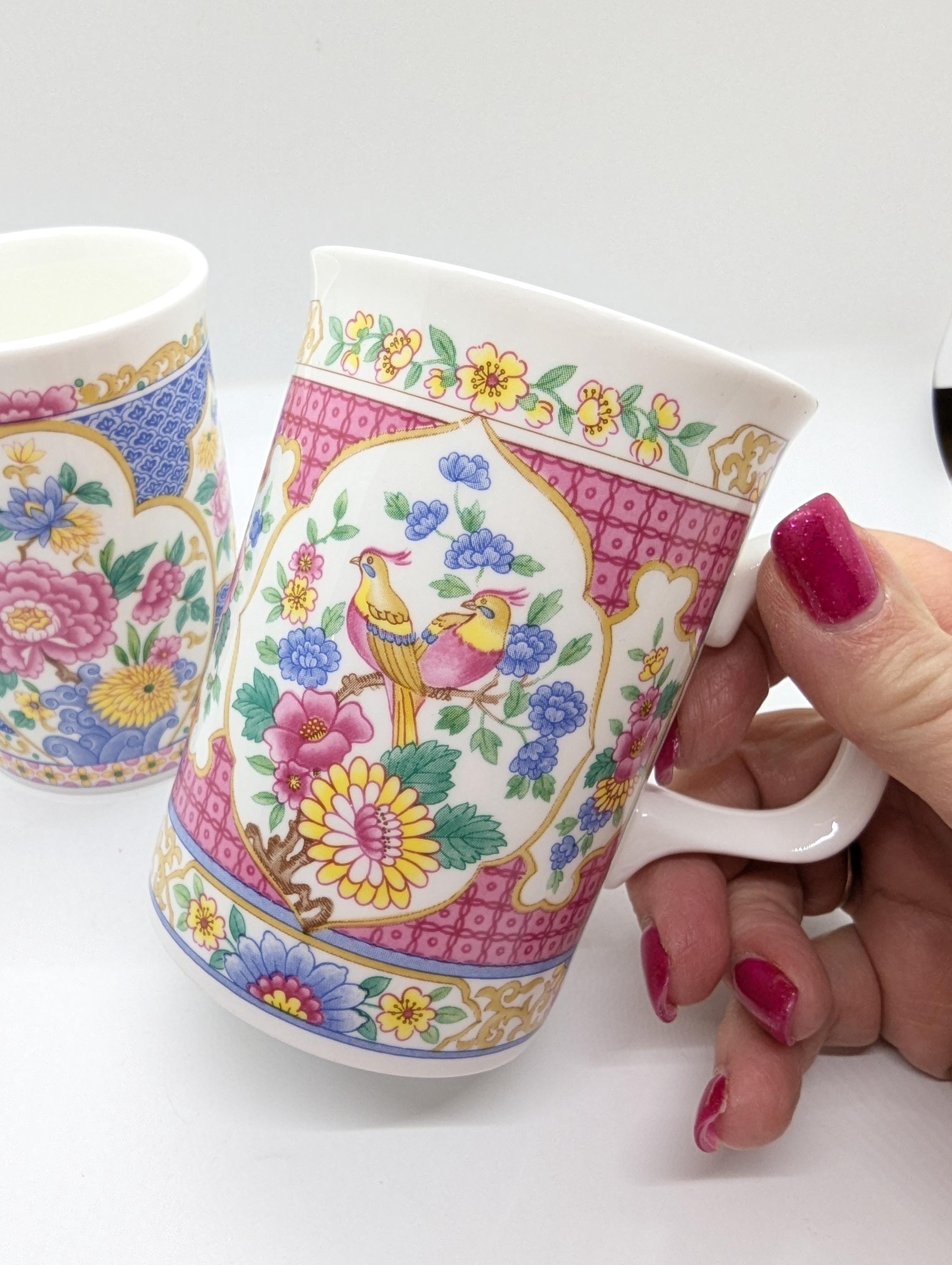 ダッチェス ファインボーンチャイナマグカップ 2個 - 東洋風牡丹と