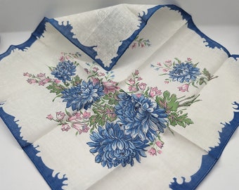 Delicate Vintage Blue Floral Handkerchief