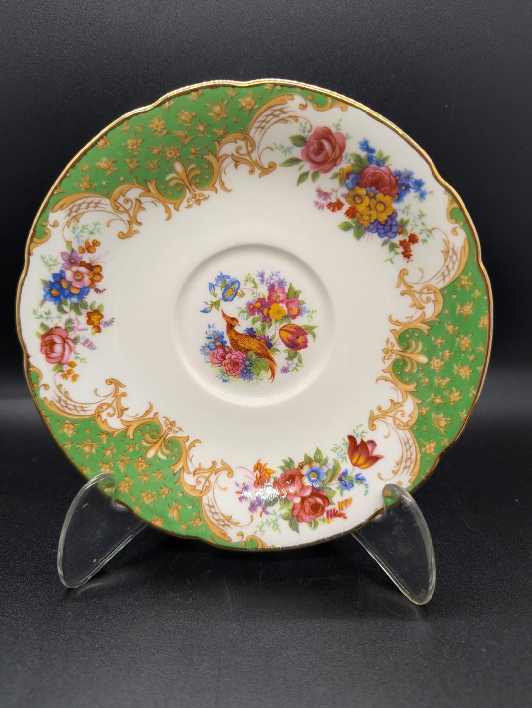 Paragon Rockingham Vintage Paragon Rockingham Bone China Replacement Saucer- Green Gold ...