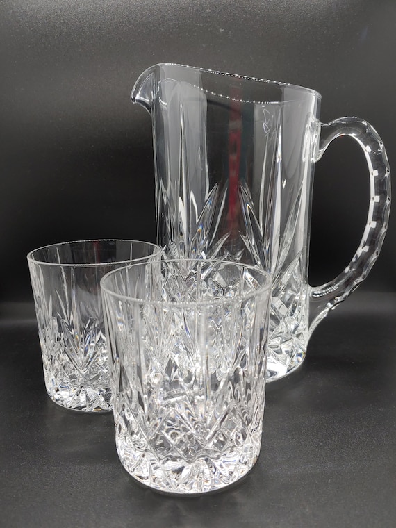 Mid Century Heavy Crystal High Ball Glasses With Matching Crystal
