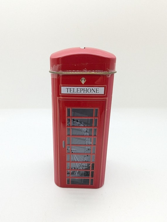 ロンドン電話ボックス貯金箱（紅茶入り缶入り） - 英語 - Etsy 日本