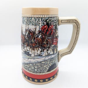 1988 Collector Series Anheuser Busch BUDWEISER Ceramarte CLYDESDALE Holiday Beer Stein