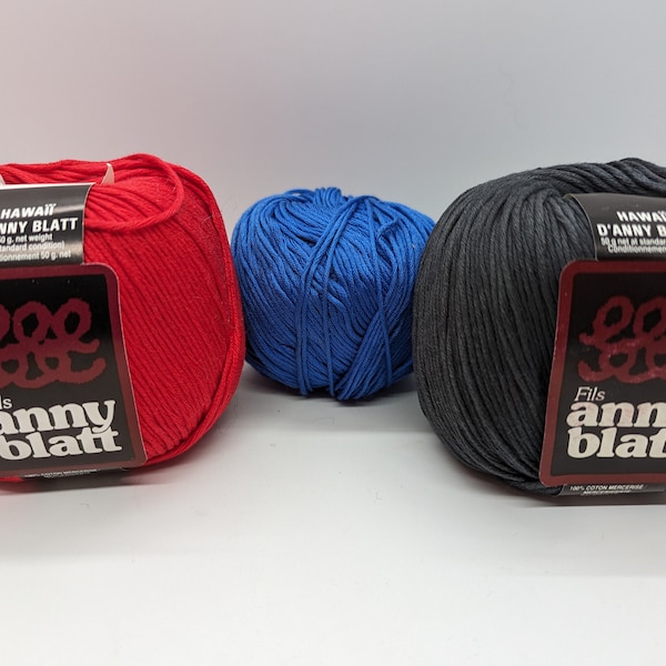 Vintage Anny Blatt Cotton Yarn - Anny Blatt Hawaii  100% Mercerized Cotton Yarn.  Sold by the Ball, Choose Option