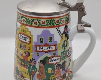 Vintage West Germany Lidded Beer Stein Exquisite! Collectible Barware
