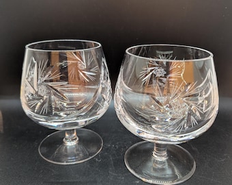 Mid Century Heavy Pinwheel Kristall Brandy Gläser - 2er Set