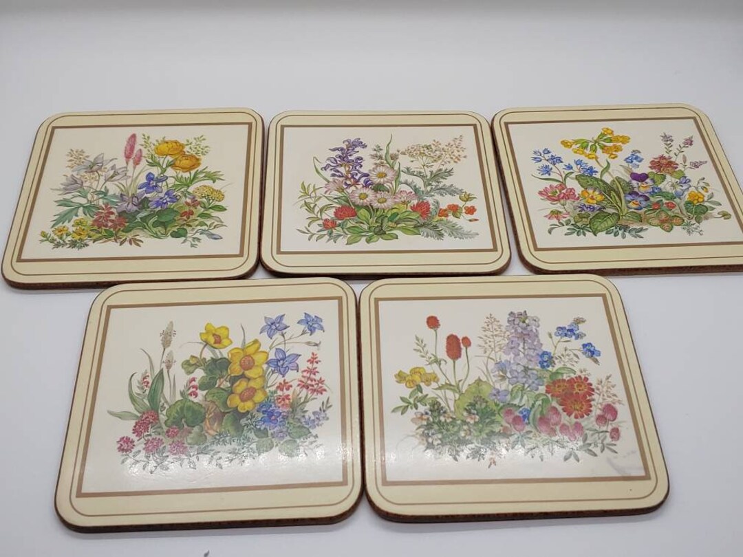 Set of 5 Pimpernel Coasters Featuring Spring Flowers Etsy