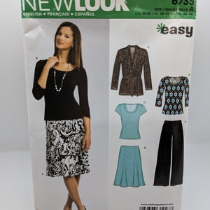 Uncut New Look Sewing Pattern 6735, Size 10-22 Misses&#39; Easy Fit Tops, Skirt, Wrap Jacket and Pants (for Knits)