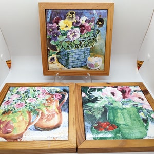 Dawna Barton Blomsterkonst Kakelunderlägg / Tekannaställ / Väggdekoration - välj alternativ