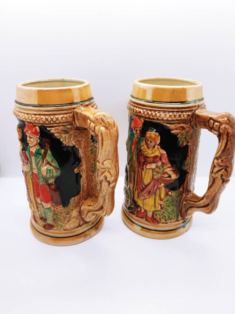 2 Vintage Ceramic Steins Made in Japan