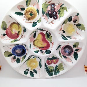 Large Round Italian Serving Tray with Fruit Pattern