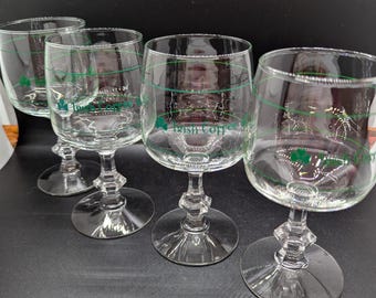 Irish Coffee, Wine Glasses, Shamrock Glass, St Patricks Day, Irish Gift Ideas, Vintage Barware Made in Ireland