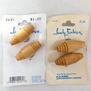 Lot de 4 boutons-pression vintage en bois
