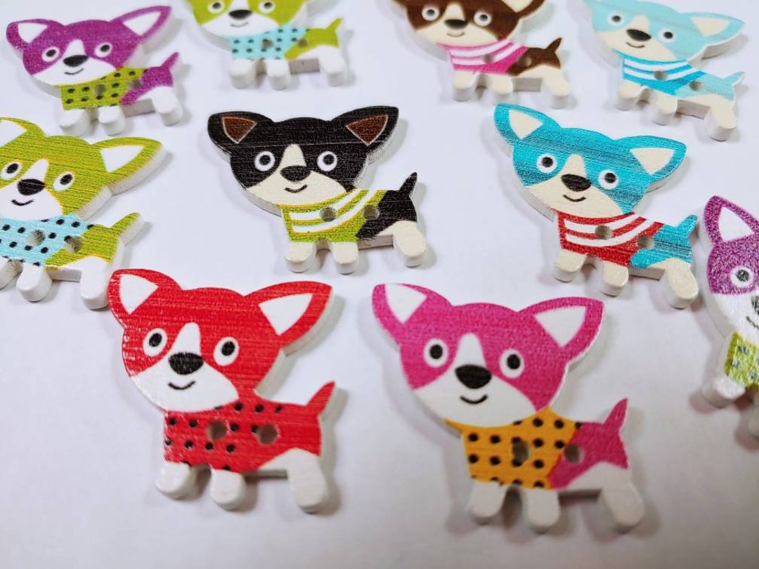 Puppy Buttons - Dog Buttons - Wooden Buttons - Etsy