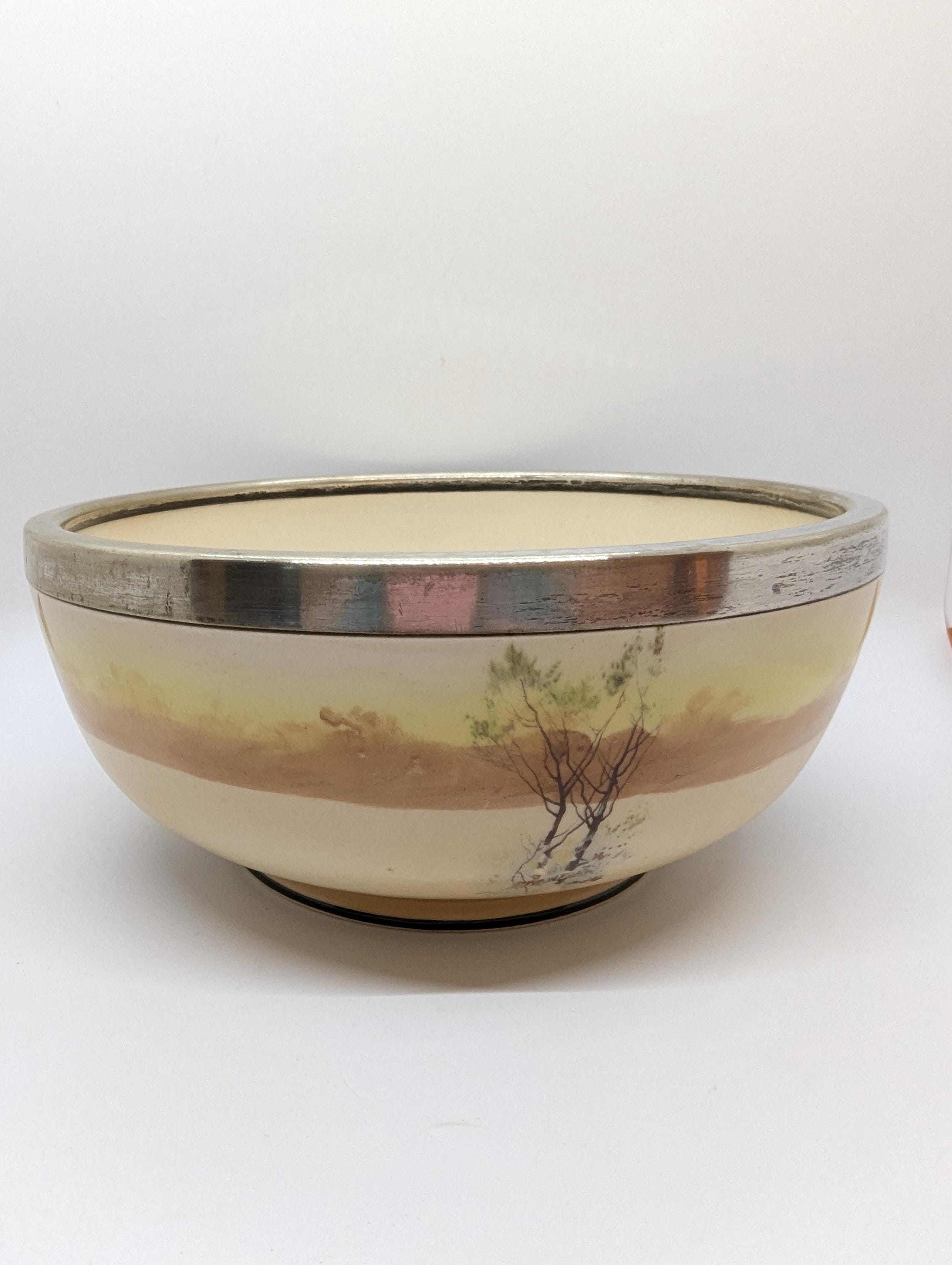 RARE Antique Royal Doulton Coaching Days Carriage Bowl With Silver