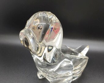 Vintage Sasaki Crystal Art Glass Dog - Nut dish - candy dish - Paperweight - Glass Dog