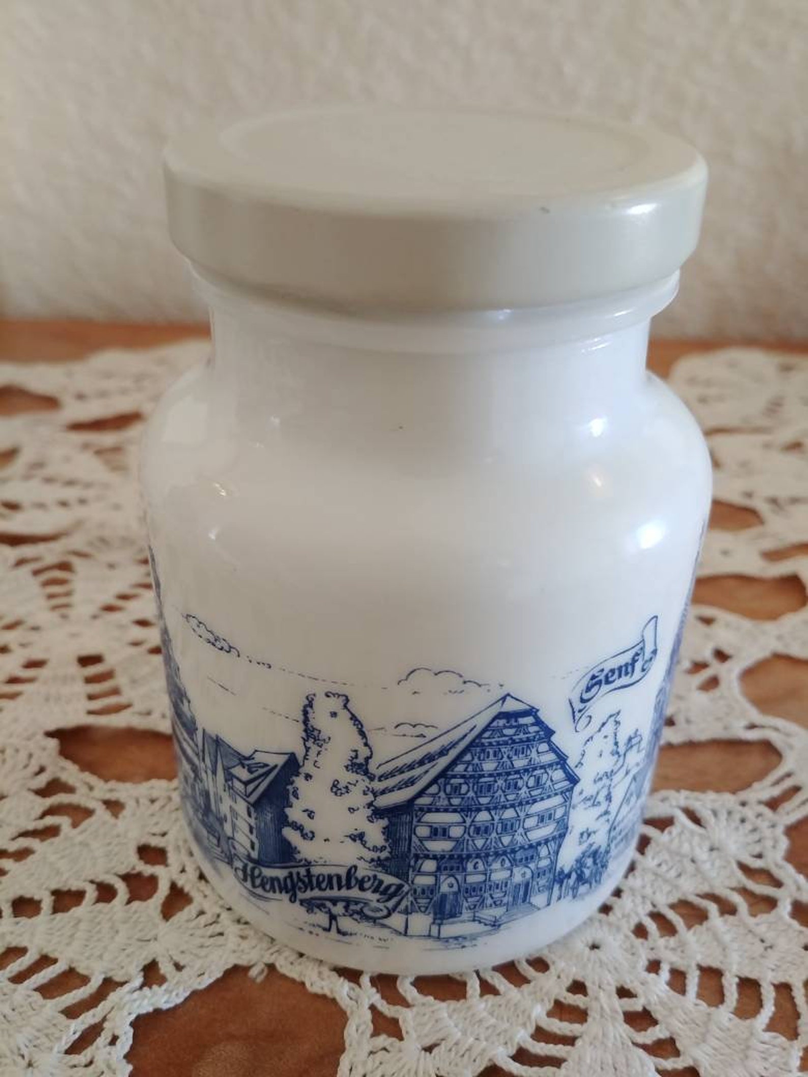 Vintage Hengstenberg Collectible German Milk Glass Mustard Jar Etsy