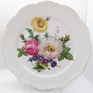 JK Bavaria Floral Plate: Scalloped Gold Trim, Western Germany