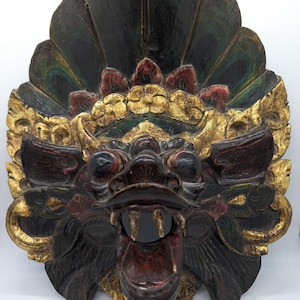 Balinese Wood Mask - Wall Art Hand Carved Bali Indonesia